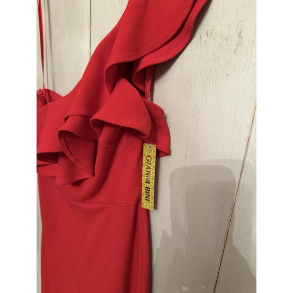 Gianni Bini Red‎ Ruffle Cocktail Drew Jumpsuit One Shoulder Wide Leg New Rt-178$ - Picture 6 of 8